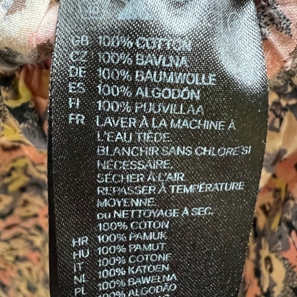 H&M Pink & Blue Floral Print 100% Cotton Skater Style Circle Skirt - Size Large - Picture 9 of 9